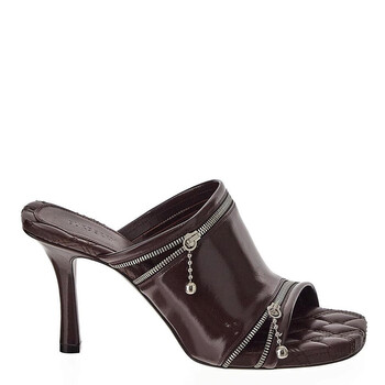 サンダル・ミュール Burberry SS24 Black leather Peep mules (8080259 A1189) Burberry Peep 85mm Leather Slip-On Sandals, Brand Size 38