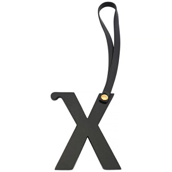 Letter X Stud Leather Charm in Black and Light Gold