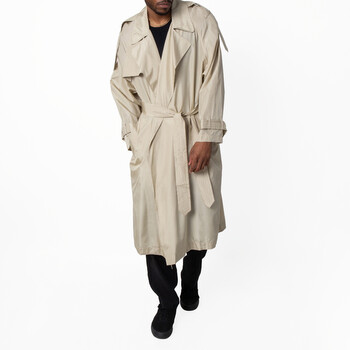 Balenciaga Men's Military Beige Belted Maxi Trench Coat, Size X