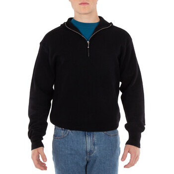 パーカー・フーディ Burberry FW23 Black wool sweatshirt (8075887 A1189) Burberry Half-Zip Wool Hooded Sweatshirt, Size Large 8075888