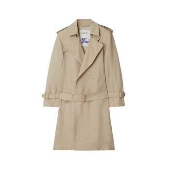 Burberry Short Gabardine Belted Trench Coat, Brand Size 8 ( US