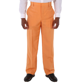Burberry Men's Amber Orange Mohair Wool-Blend Wide Leg Trousers