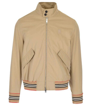 Burberry Men's Beige Icon Stripe Detail Cotton Gabardine
