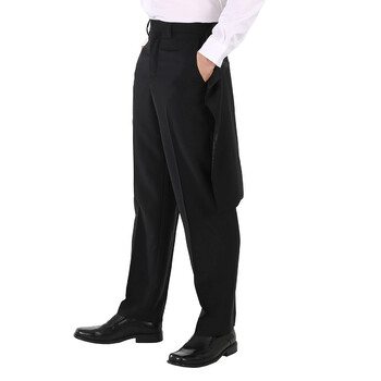 Men's Black Cape Detail Tailored Trousers