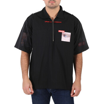 Balenciaga All-Over Logo Collared Shirt, Brand Size 38 (Neck
