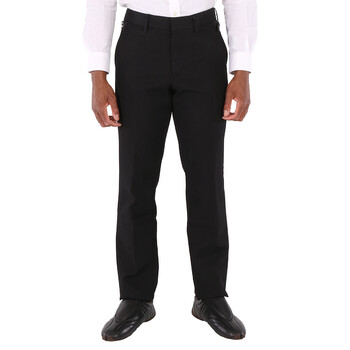 Burberry Black Wool Twill Stripe Detail Tailored Trousers, Brand 