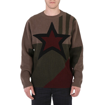 Burberry Men's Khaki Star Intarsia Wool Sweater, Size Large