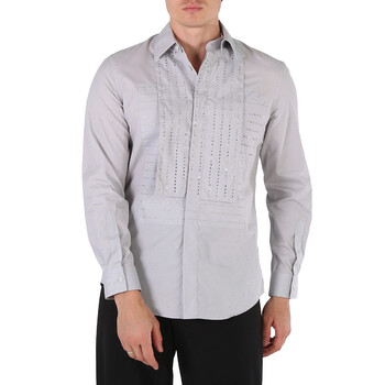Burberry Optic White Cotton Poplin Classic Fit Lace Detail