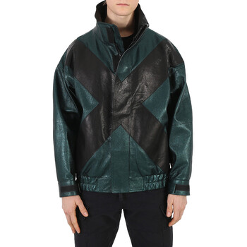 Burberry Men's Metallic Green Detachable Warmer Metallic Leather