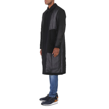 Men's Panelled Cotton Gabardine Car Coat In Black