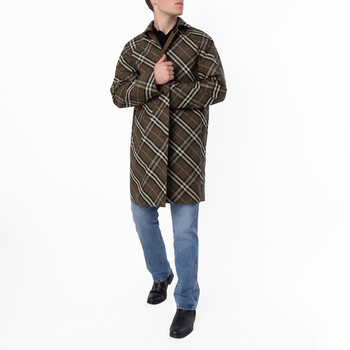 Burberry Check Reversible Gabardine Car Coat, Brand Size 54 ( US