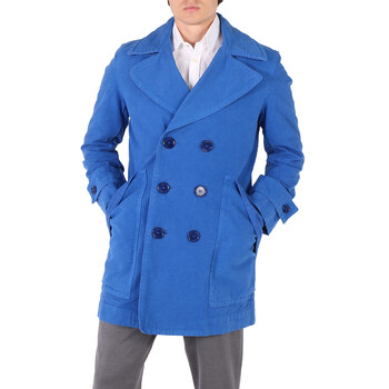 Burberry Men's Warm Royal Blue Double-Breasted Cotton Peacoat