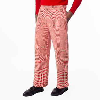 Burberry Men's Warped Houndstooth Nylon Blend Track Pants, Size