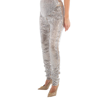Metallic Paillette-Embellished Mesh Leggings