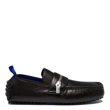Burberry Motor Zip-Detail Leather Loafers, Brand Size 45.5