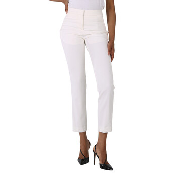 Burberry Ladies Off White Straight Fit Leather Harness Detail