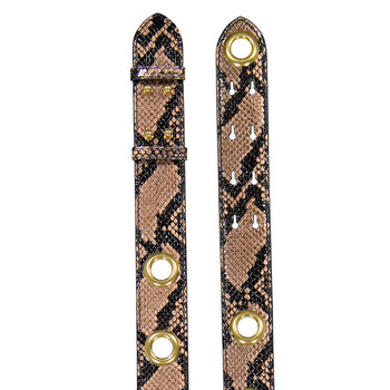 Pink Apricot Ladies Phyton Print Leather Handbag Belt Strap