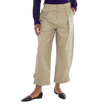 Pleated Leather Trousers in Hunter