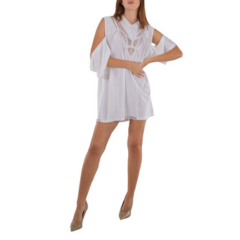 【関税＆送料込み】Burberry Cream Silk Blend Dress Burberry Split Detail Silk Wool Shirt Dress In Off White