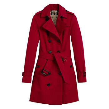 Burberry Red Sandringham Midi Trench Coat, Brand Size 6 (US Size 4