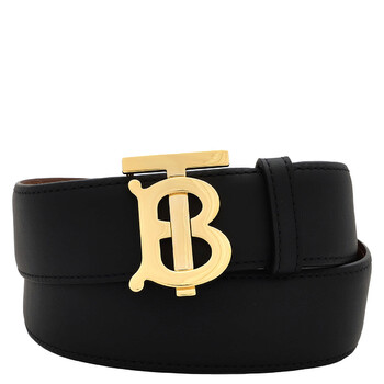 Burberry Black Belt with Gold Logo Burberry Signature Logo Buckled Reversible Belt | italist  main image 4