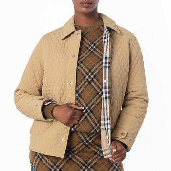Burberry Reversible Quilted Check Nylon Jacket, Size Small 8093888