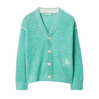 Burberry Argyle-Intarsia-Knit V-Neck Wool Cardigan, Size