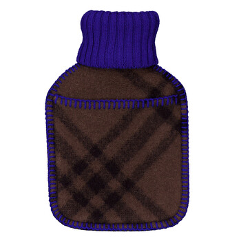 Ribbed-Knit Plaid-Check Hot Water Bottle