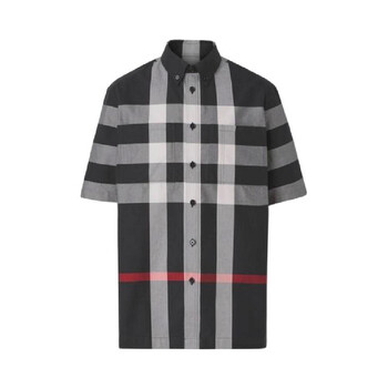 Burberry Short Sleeve Check Pattern Cotton Shirt, Size XX-Small