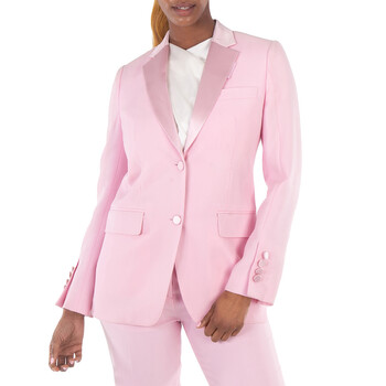 Burberry Ladies Pale Candy Pink Exaggerated-Lapel Blazer