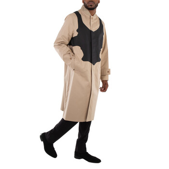 Soft Fawn Cotton Gabardine Reconstructed Print Car Coat