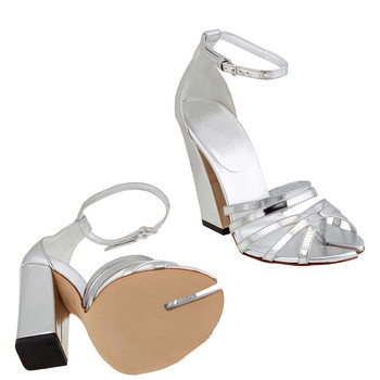 Split-toe Detail Metallic Leather Hove Sandals