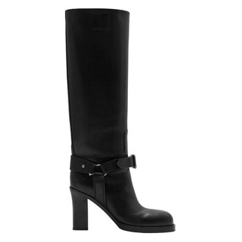 ショートブーツ・ブーティ alexander mcqueen Buckle ankle boots (757505WIDR3 1081) Alexander Mcqueen Black Buckle-Detail Heeled Ankle Boots