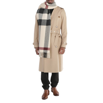 Burberry Archive Beige Check Cashmere Fringed Scarf 8078776