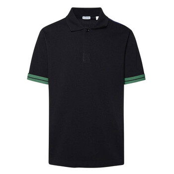 Striped-Cuffs Short Sleeved Cotton Polo Shirt