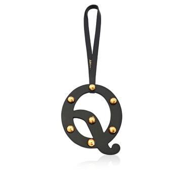 Studded Leather Alphabet Q Charm