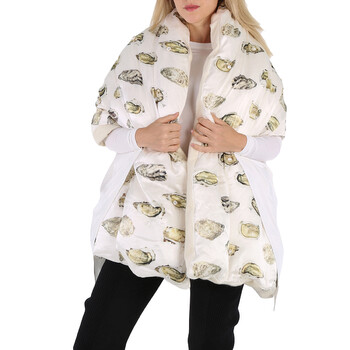 Burberry White Oyster Print Down-Padded Scarf 8020156