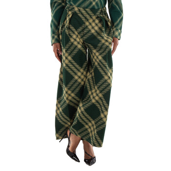 Wide-Leg Tartan Wool Boyfriend Trousers