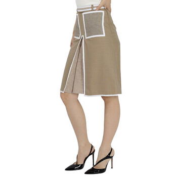 Wool Cashmere A-line Skirt With Box-pleat Detail
