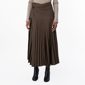 Burberry Check Pleated Midi Skirt, Brand Size 4 ( US Size 2
