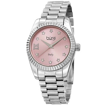 Designer Quartz Crystal Pink Dial Ladies Watch BUR194SSPK
