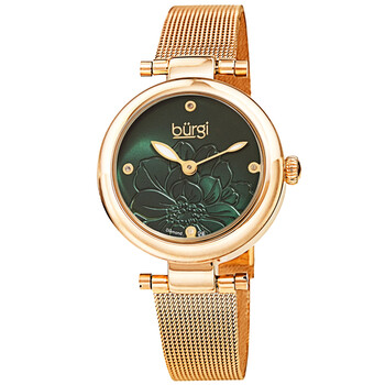 Flower Marker Quartz Diamond Green Dial Ladies Watch BUR260YGN