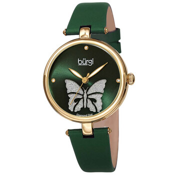 Pretty Butterfly Quartz Crystal Green Dial Ladies Watch BUR233GN