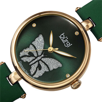 Pretty Butterfly Quartz Crystal Green Dial Ladies Watch BUR233GN