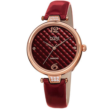 Burgi Ladies Engraved Argyle Diamond Dial Blue Leather Strap  display picture 3