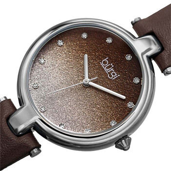 Ladies Glitter Ombre Swarovski Crystal Dial Genuine Leather Strap Watch