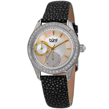 Mother Of Pearl Dial Ladies Black Polka Dot Leather Watch BUR160BK Mother Of Pearl Dial Ladies Black Polka Dot Leather Watch BUR160BK