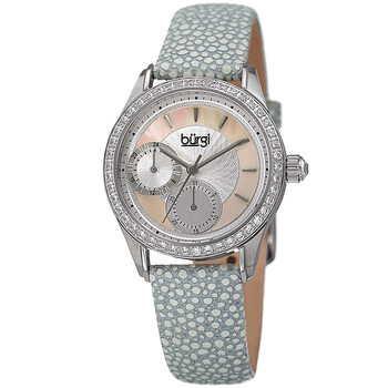 Mother Of Pearl Dial Ladies Grey Polka Dot Watch BUR160GY Mother Of Pearl Dial Ladies Grey Polka Dot Watch BUR160GY