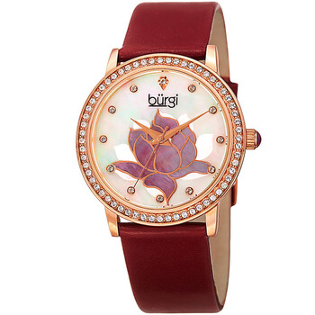 Mother of Pearl Dial Red Leather Ladies Watch BUR159RD