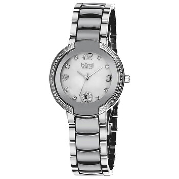 Mother of Pearl Dial Silver-tone Ceramic and Stainless Steel Ladies Watch BUR072SL